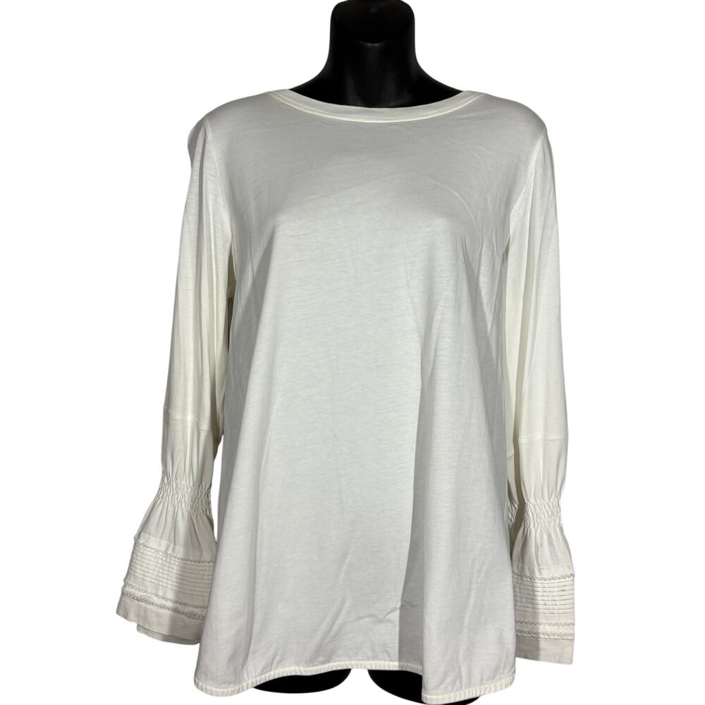 See x Chloe Bell Sleeve Tunic Scoop Neck Top Cream Casual - M